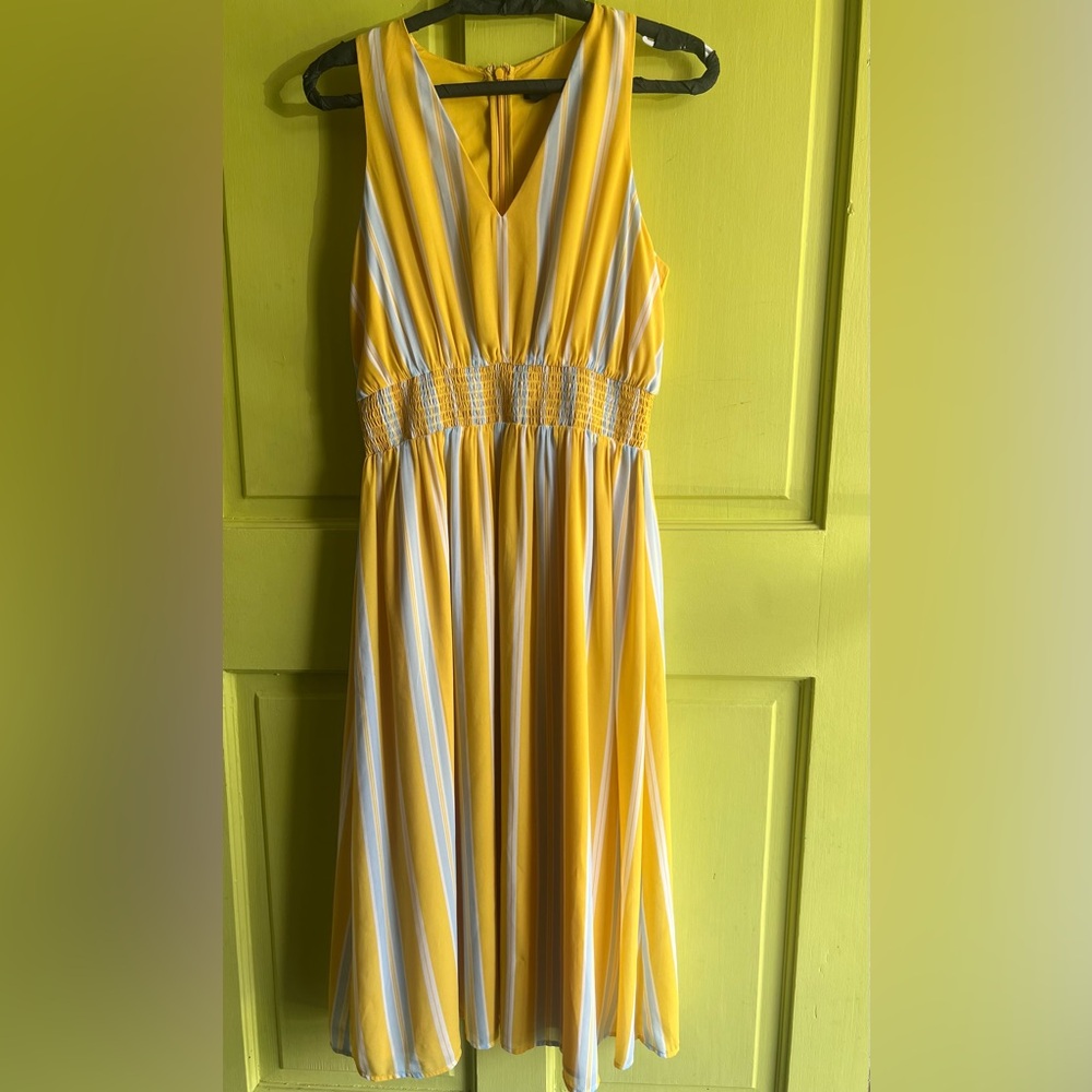 Ann Taylor Yellow and Light Blue Striped Dress